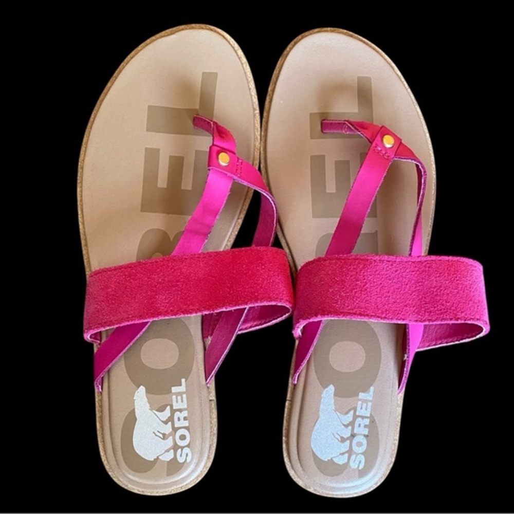 Sorel Pink Suede Strap Sandals